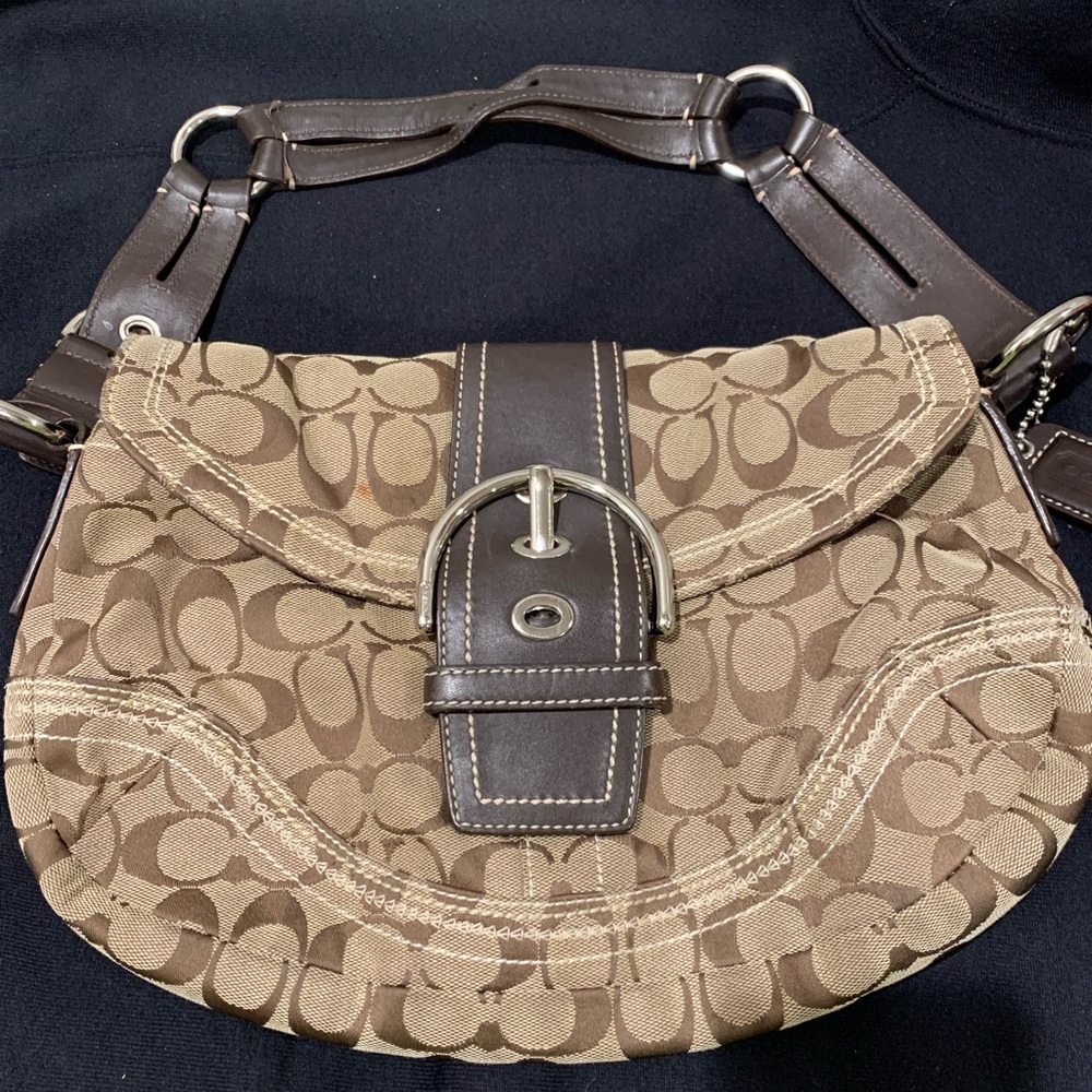 VINTAGE COACH SHOULDER BAG LOGO A0769-10603  Dark Brown & LEATHER TRIM